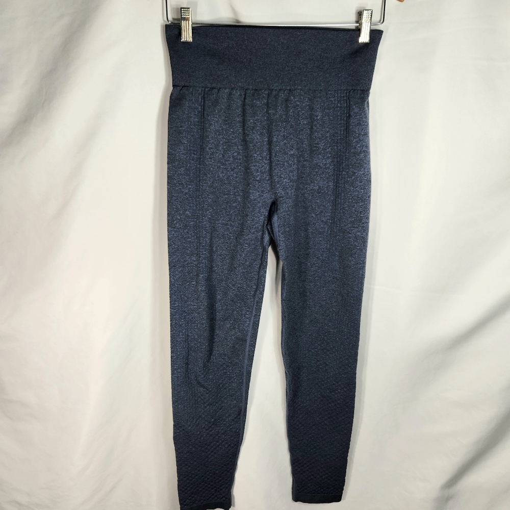 Designer Navy Pullon Reinforced Knees & Calves Athletic Leggings Size Large